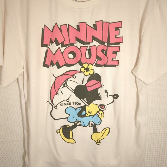 Disney XXL Minnie Mouse T-Shirt White Graphic Tee Since 1928 Cartoon Character - Picture 2 of 4